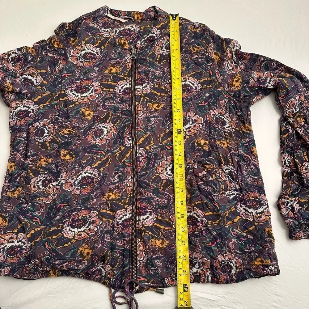 Free People multicolor blue violet floral soft print balloon sleeve jacket